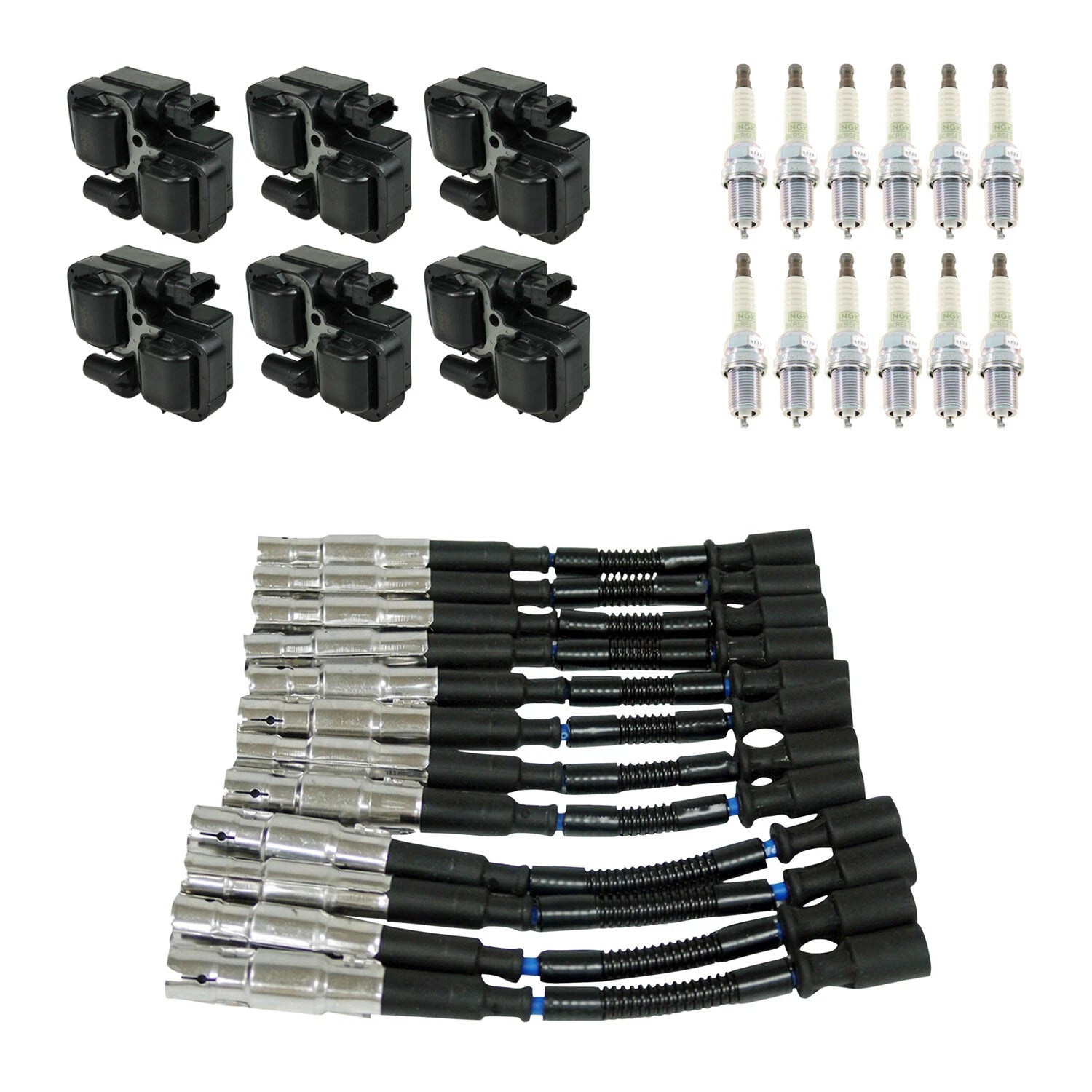 Set of 6 Ignition Coil Wires & 12 Platinum Spark Plugs for Mercedes W202 C280 (1997–2001)