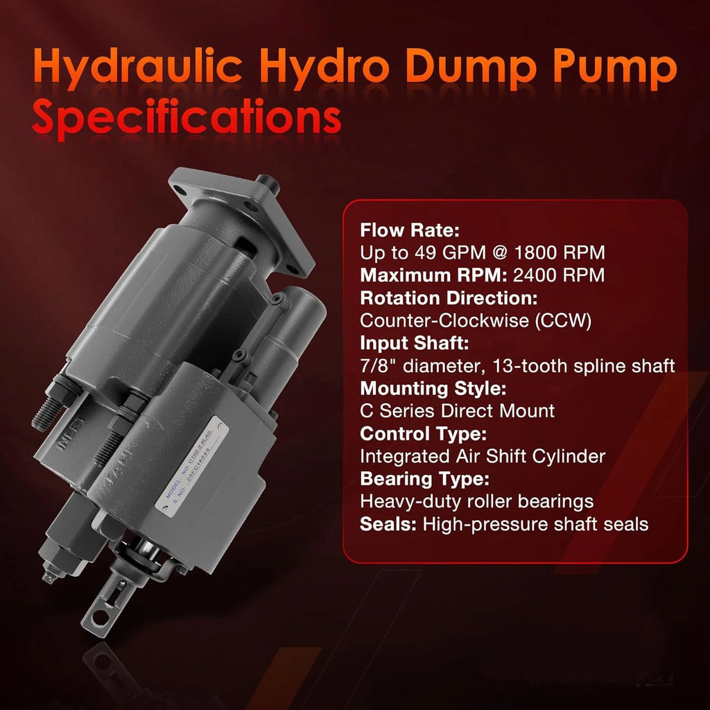 PTO Dump Pump Hydraulic Cylinder C102 for Direct Mount (7/8" 13-T Spline)