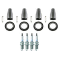 Set of 4 NGK Laser Platinum Spark Plugs & Denso Coil Boots for Chevrolet Aveo (2004–2011)