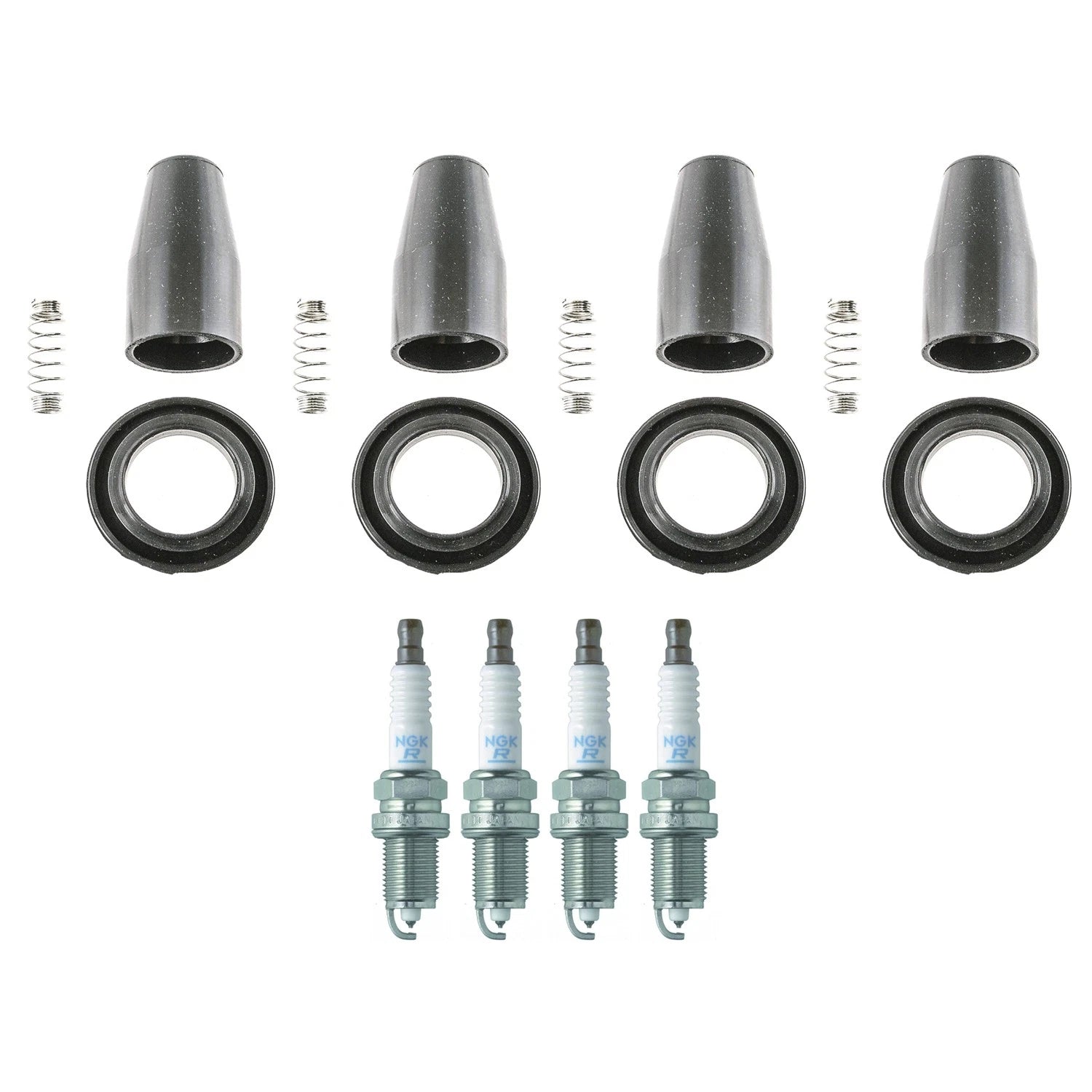 Set of 4 NGK Laser Platinum Spark Plugs & Denso Coil Boots for Chevrolet Aveo (2004–2011)