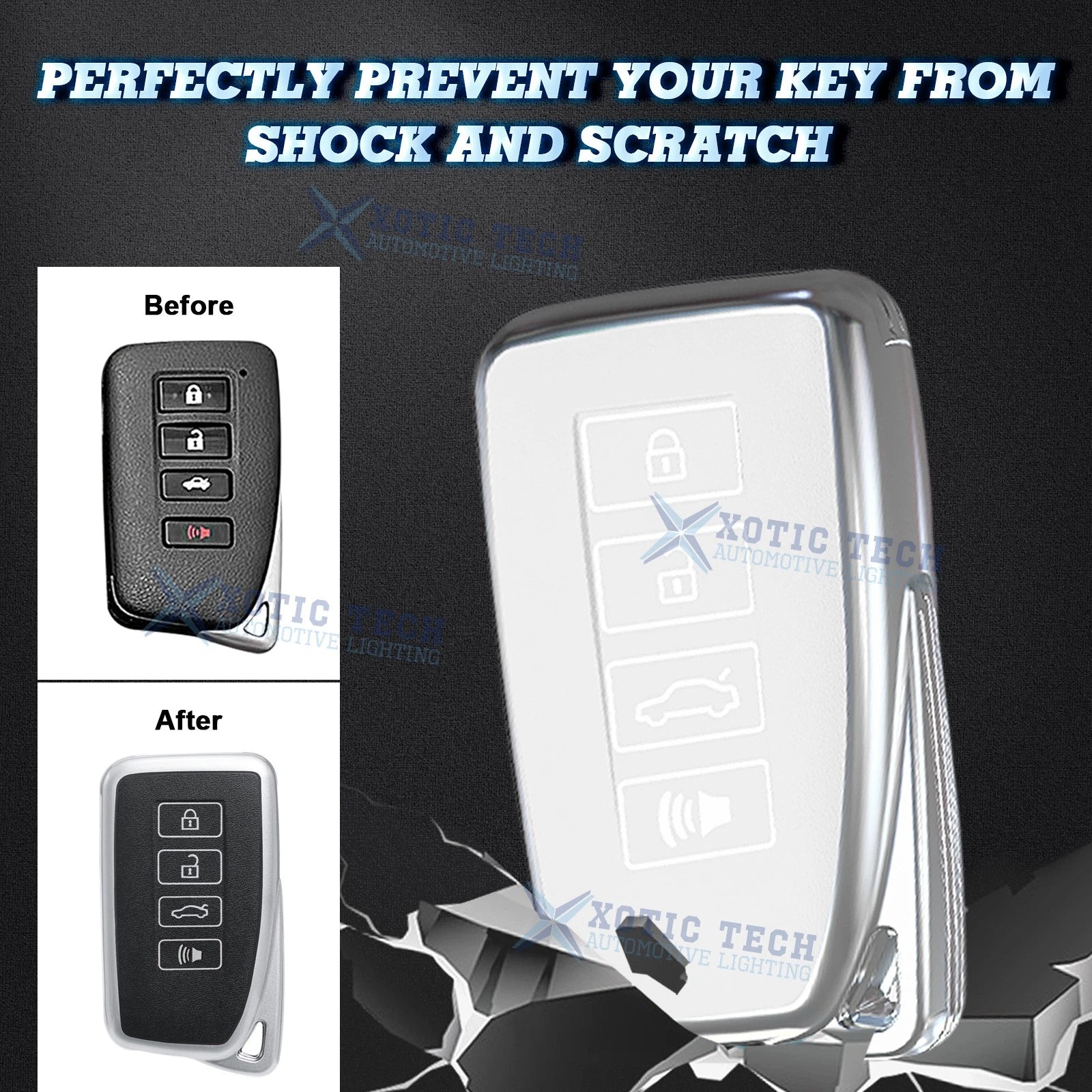 TPU Leather Remote Key Fob Cover Holder for Lexus (2013-2022)