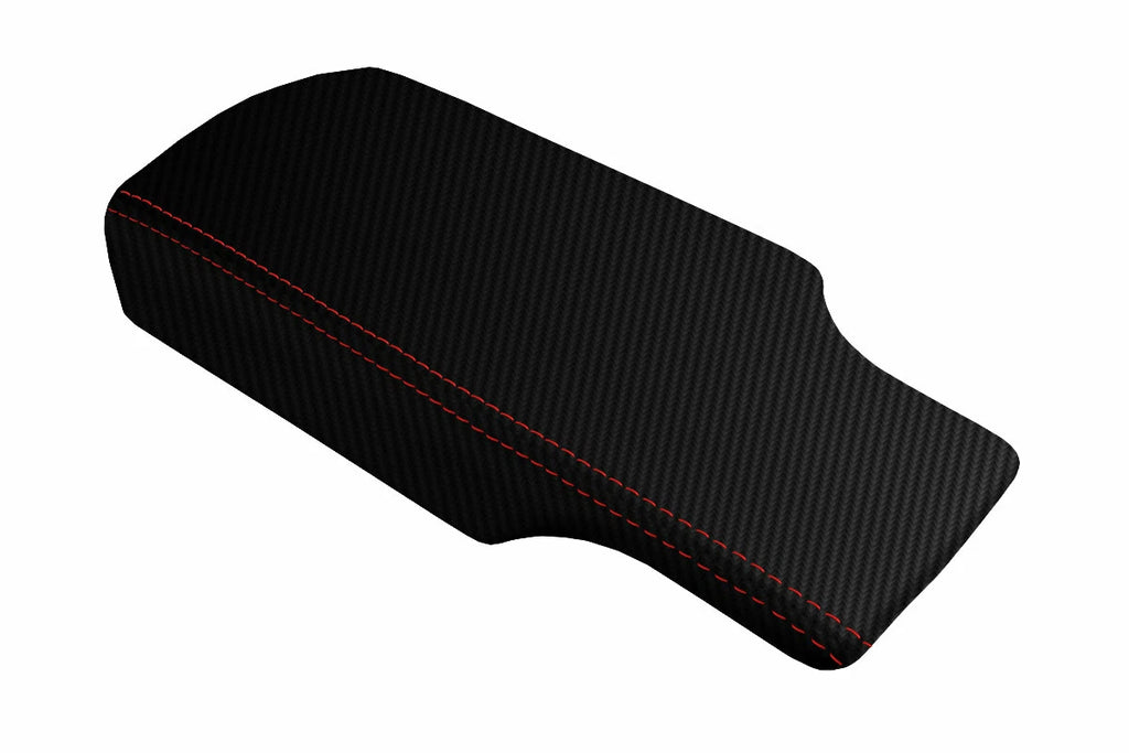 Console Lid Armrest Cover for Porsche 987 (2005–2012) Carbon Fiber Red Stitch