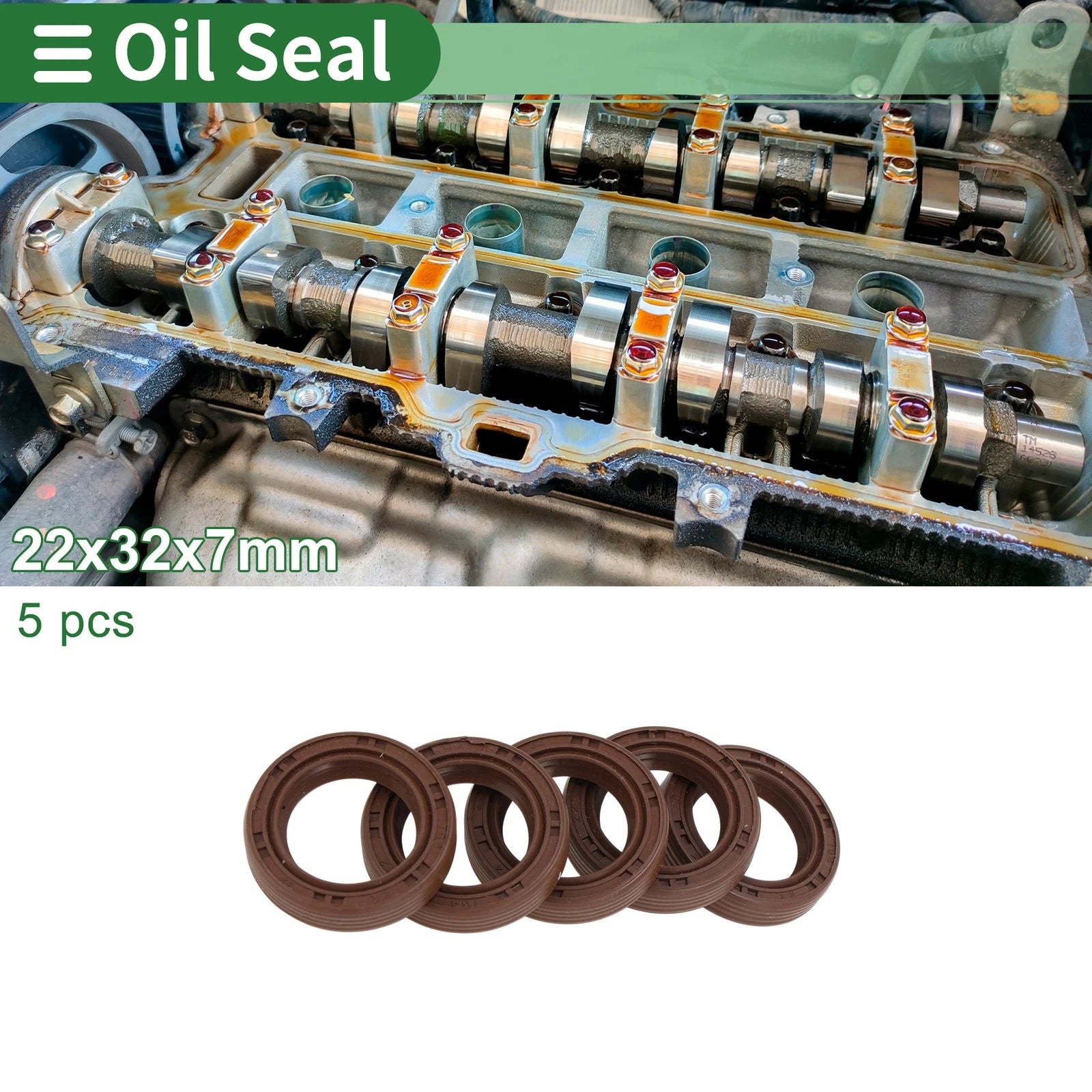 Oil Seal FKM Rubber 22x32x7mm for Various Models (5 Pcs)