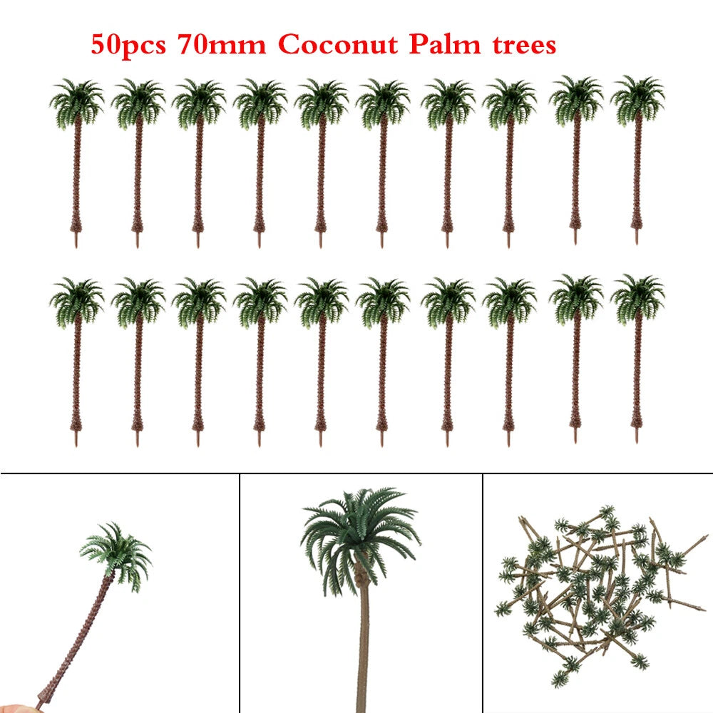 50pcs Coconut Palm Trees for Train Railway Diorama Landscape