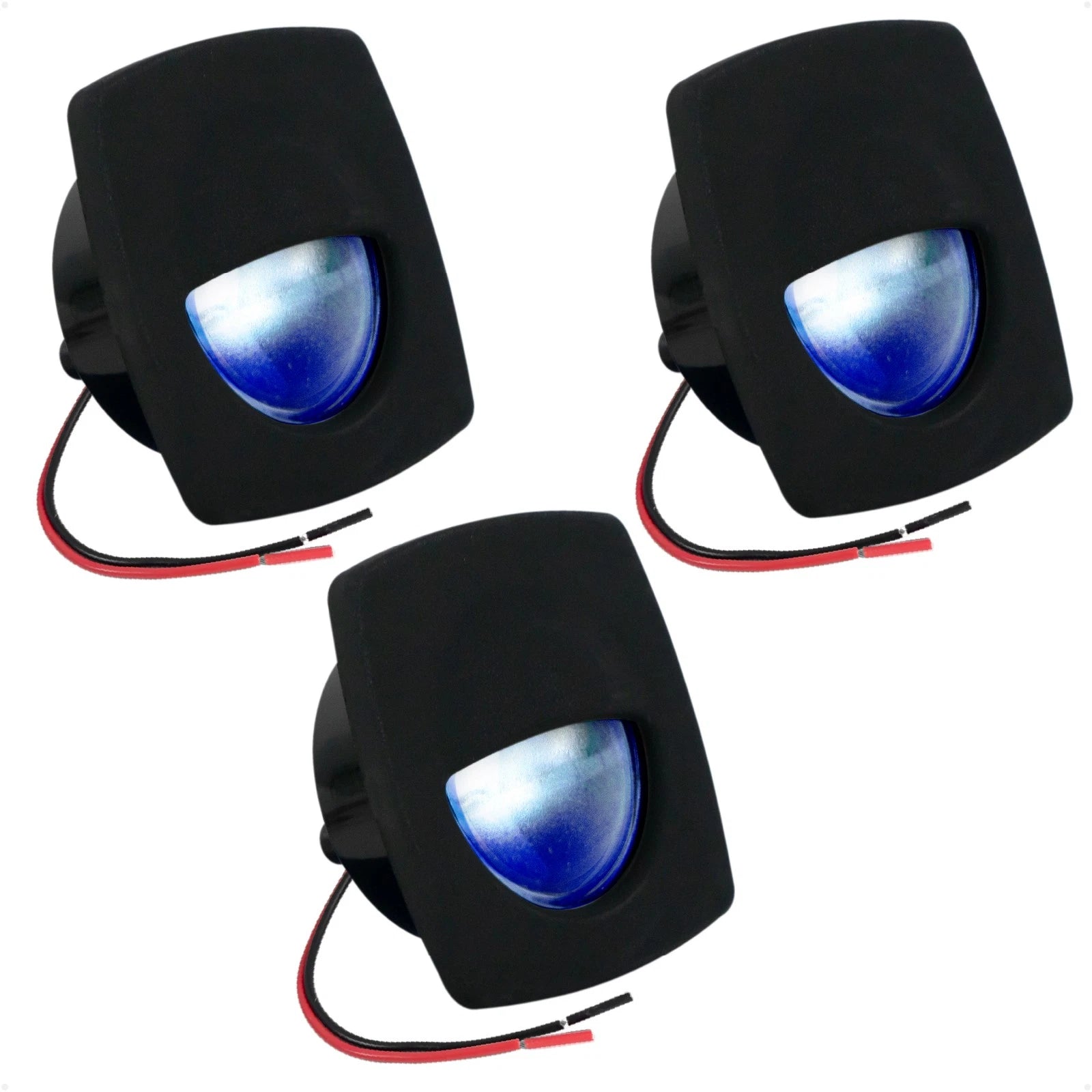 3X LED Companion Way Light for Marine Courtesy (Square, Blue)