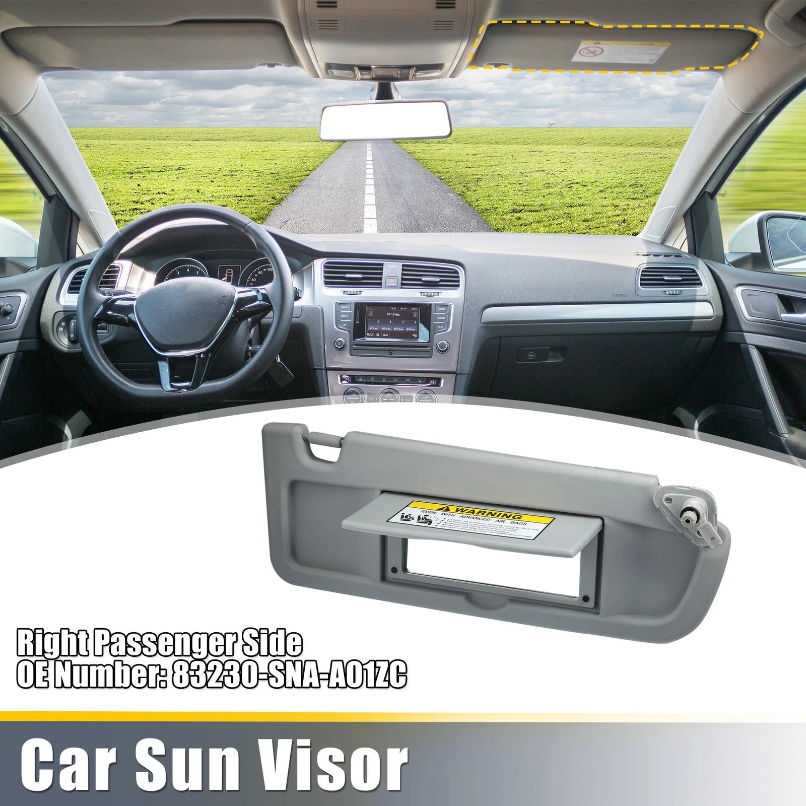 Right Side Sun Visor for Honda Civic (2006–2011) 83230-SNA-A01ZC Gray