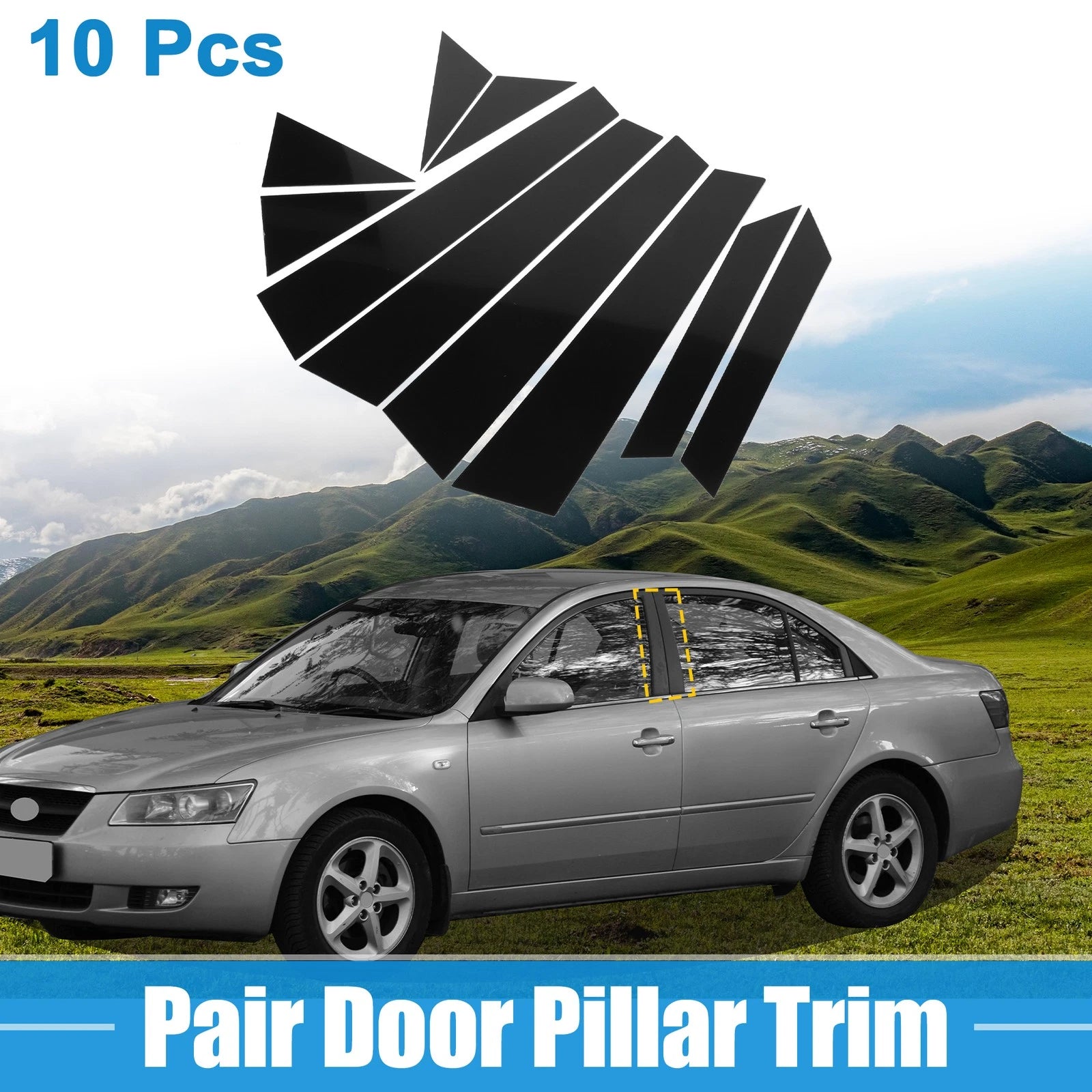 10Pcs B Pillar Trim Exterior Garnish for Hyundai Sonata (2011–2014)