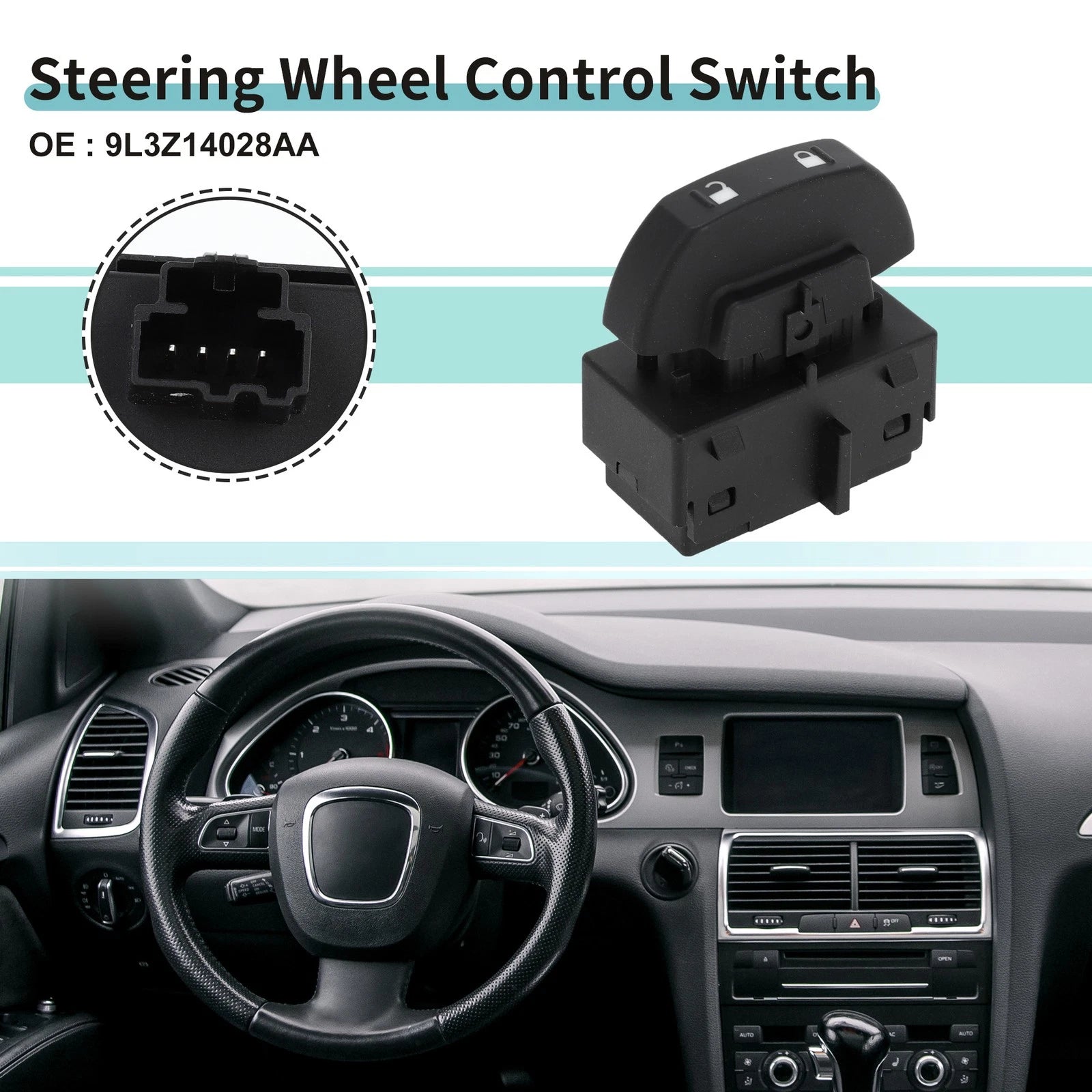 Door Lock Switch for Ford F-150 (2009) No. 9L3Z14028AA Black