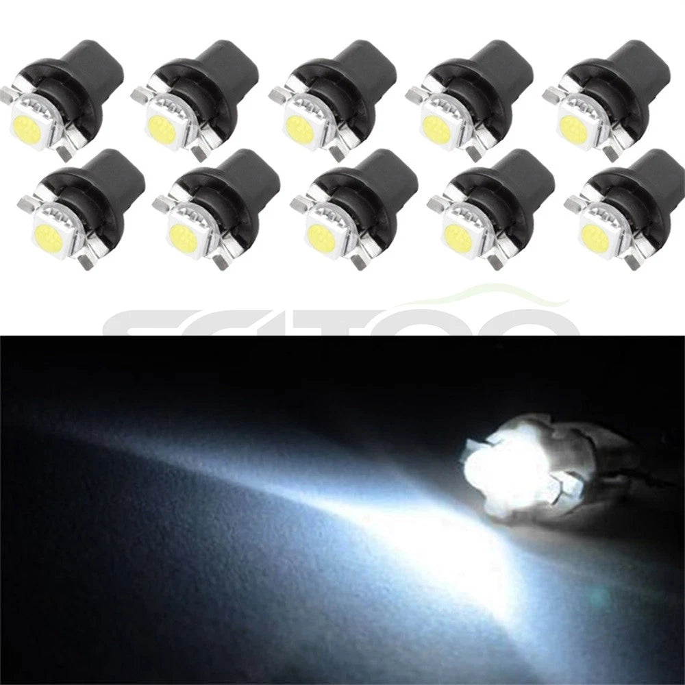 10X White T5 B8.5D LED Dash Indicator Light Bulb for Car Gauge