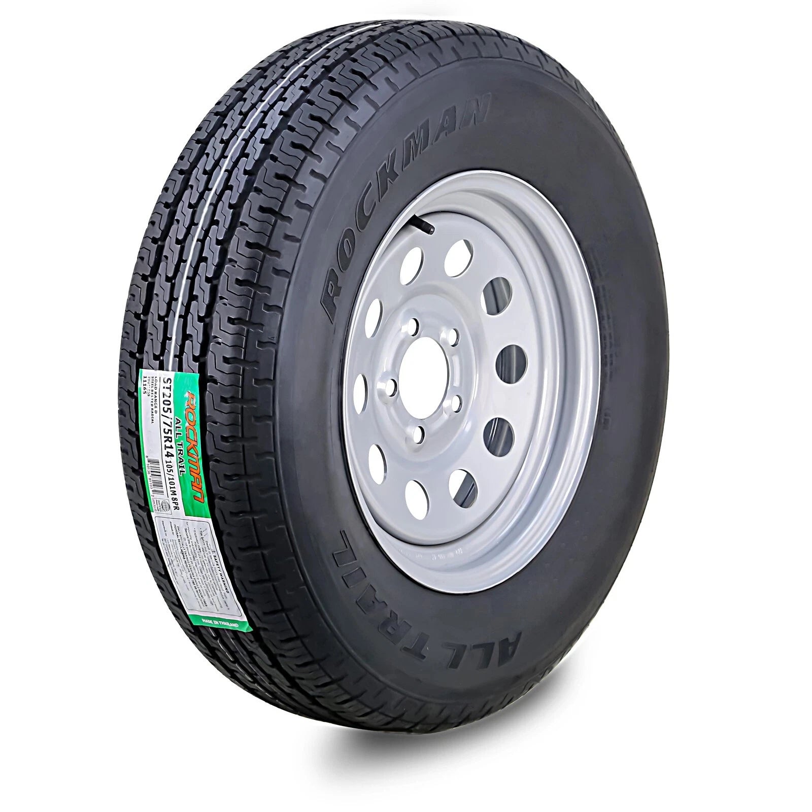 ROCKMAN ST205/75R14 8-Ply Trailer Tire Rim for 5 Lug on 4.5" PCD (D 105M)
