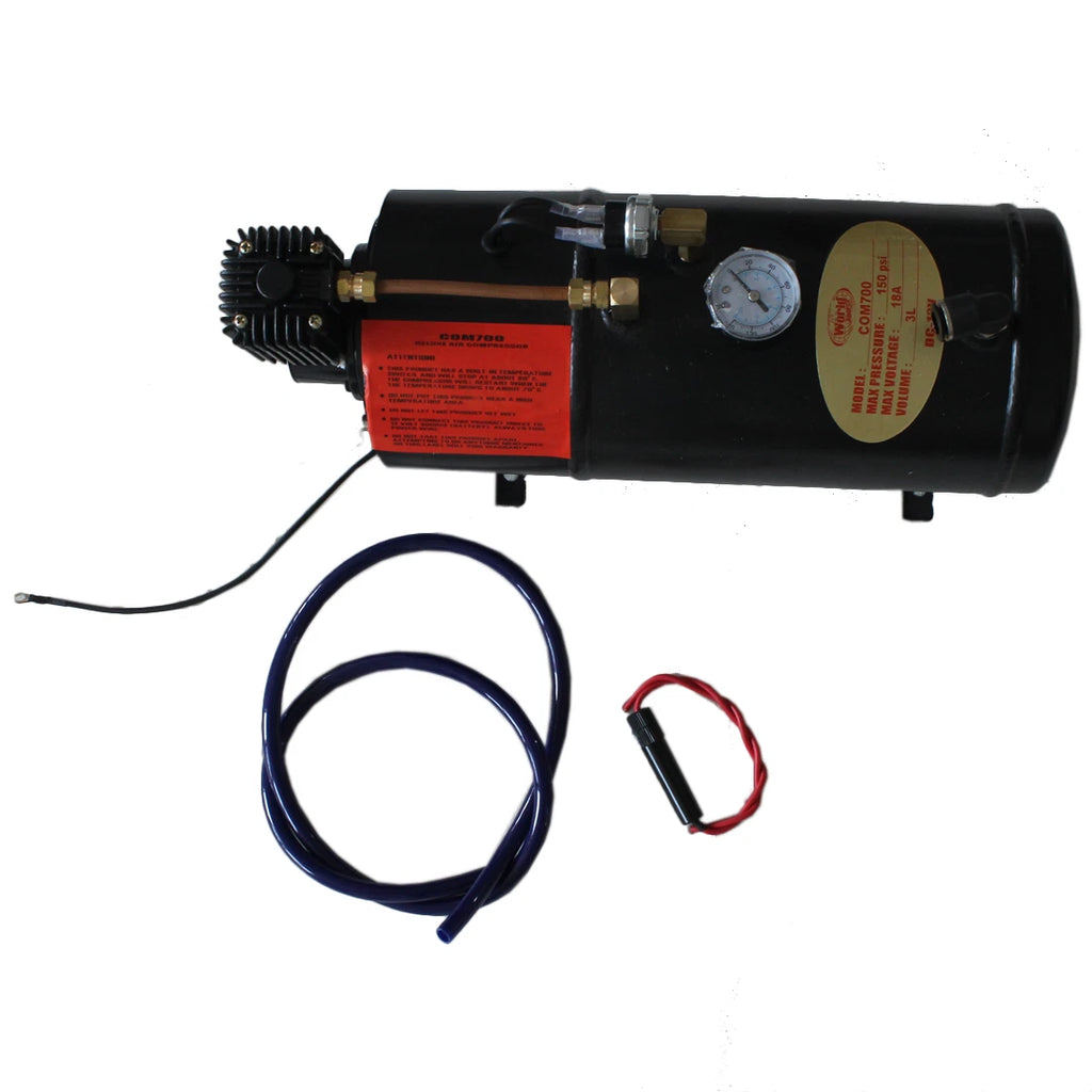 2X Black Train Horn Kit with 120 PSI Air Compressor for Universal Fit
