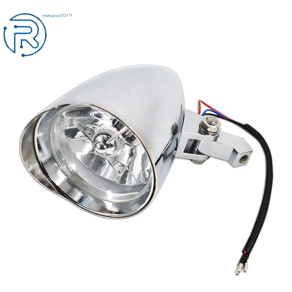Chrome Headlight Visor for Bobber Chopper Dyna (12V)