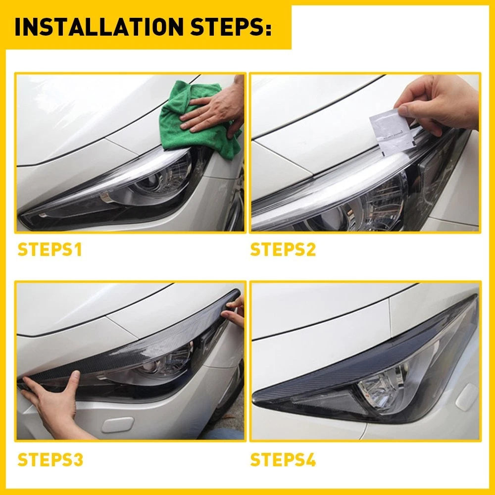Glossy Black Headlight Eyelid Eyebrow Cover for Infiniti Q50 (2014–2021)