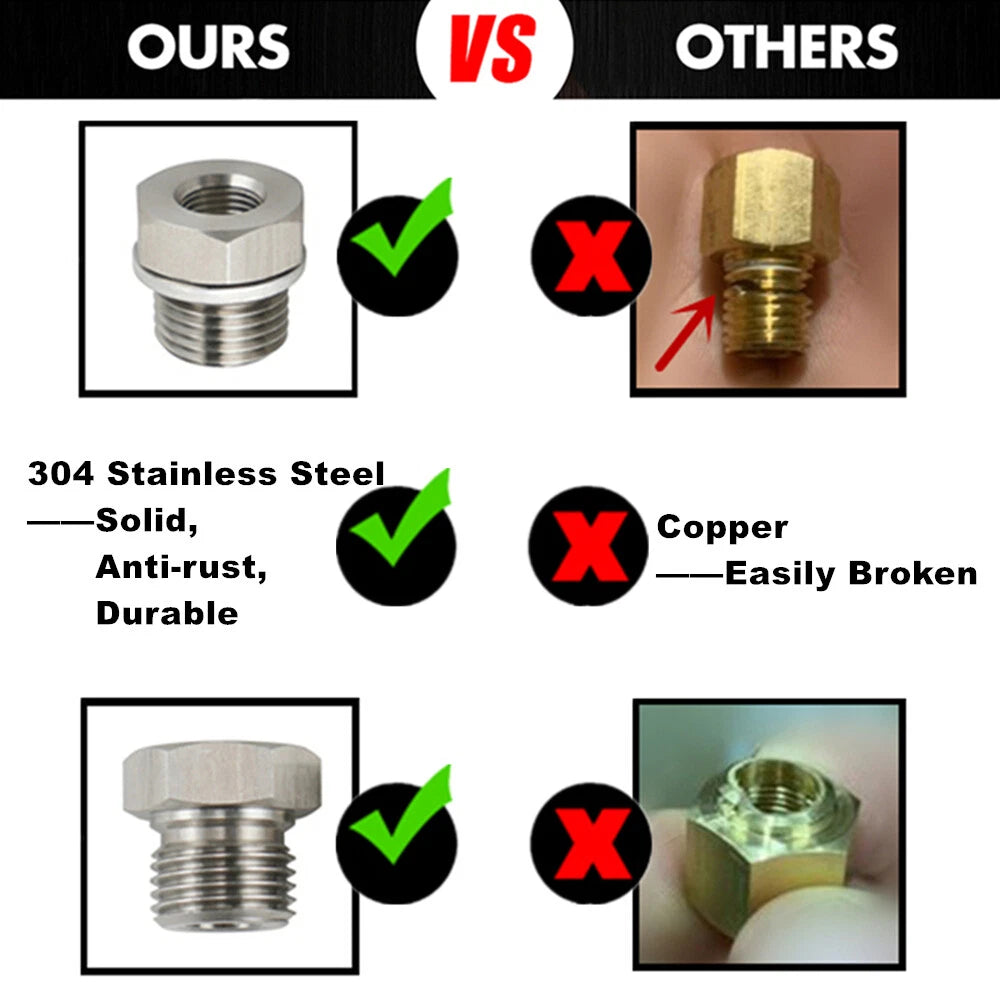 Oil Pressure & Coolant Temp Gauge Fitting Adapters for LS1 LS2 LS3 LS7 LSX (1/8)