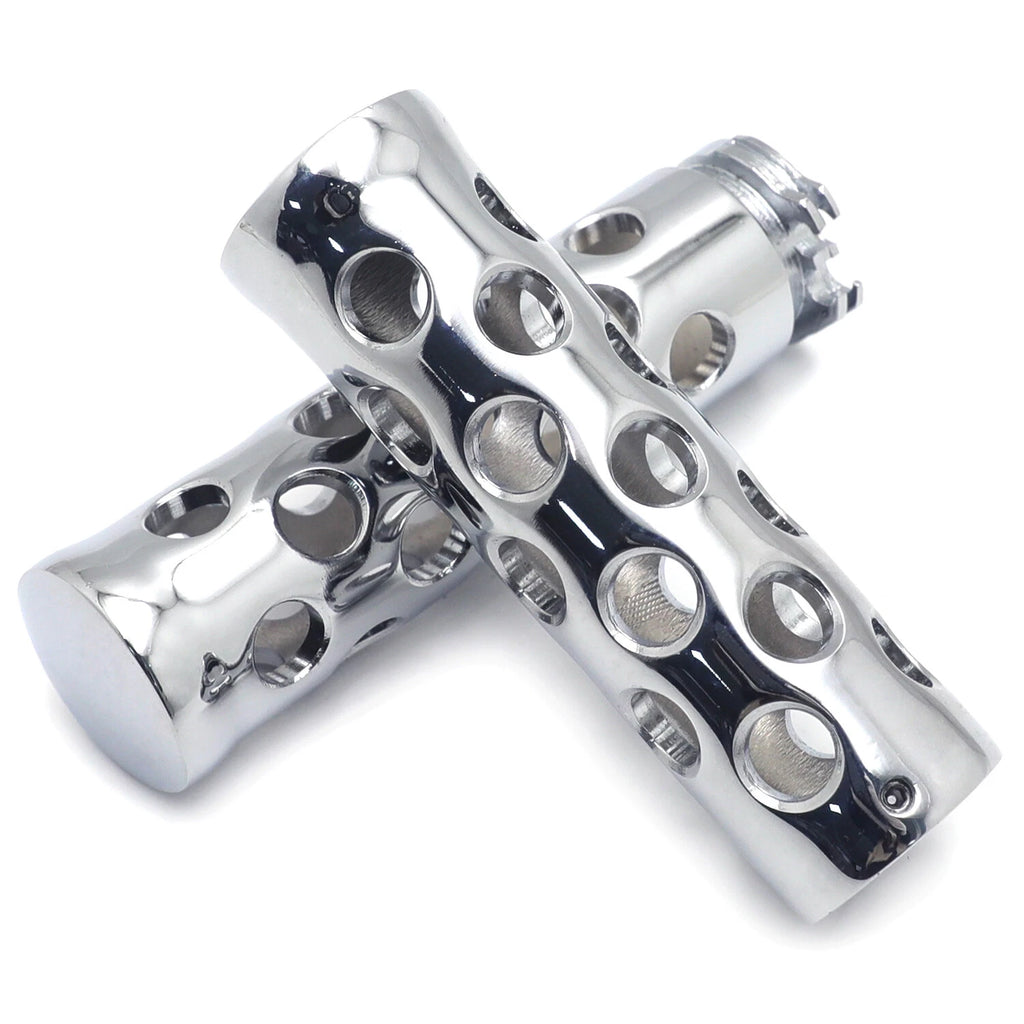 25mm Chrome Slotted Hand Grips for Harley Road King/Street Glide/Fat Boy