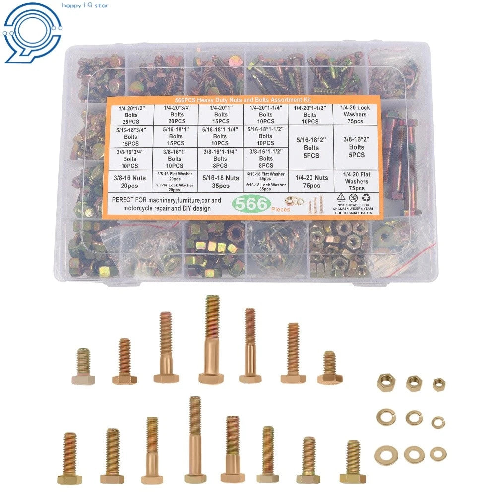 Hex Bolts and Nuts Kit for Automotive Applications (Various Sizes)
