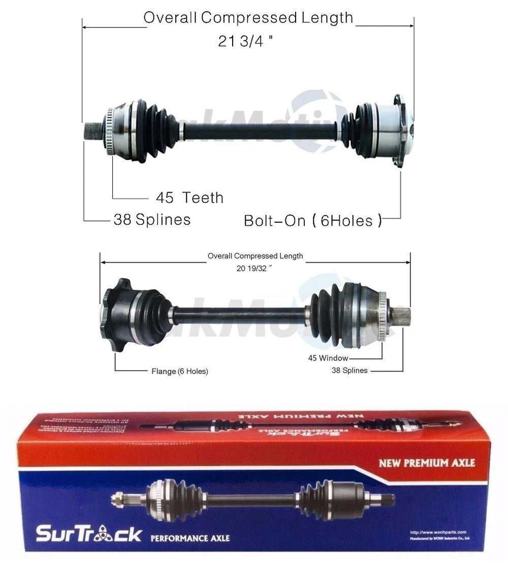 2X Front CV Joint Axle Shafts for Audi A6 Quattro (1998–2004) SurTrack