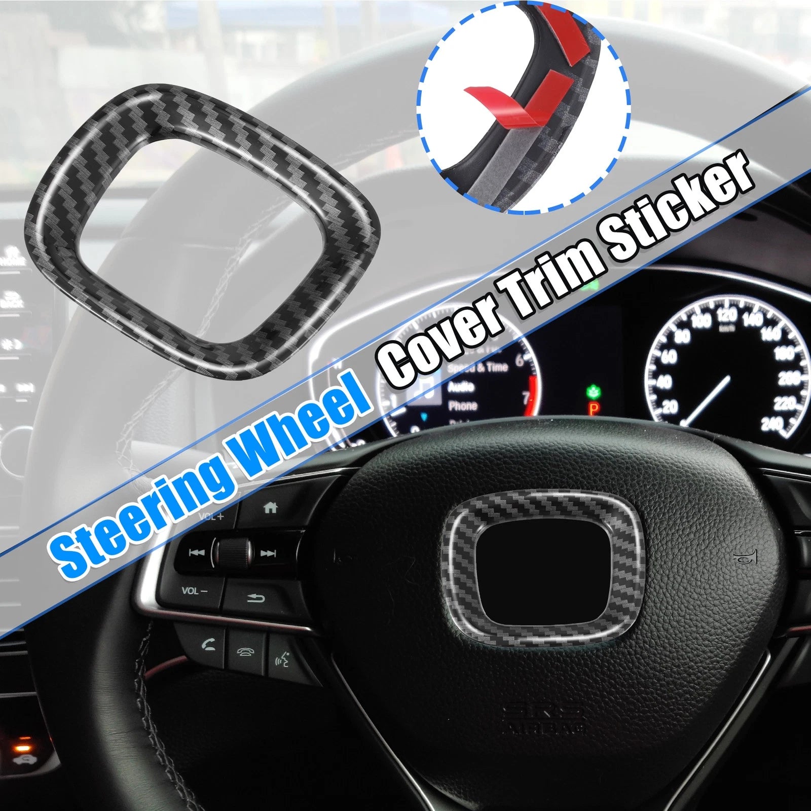 Inner Steering Wheel Cover Trim for Honda Accord (2018–2022) Carbon Fiber