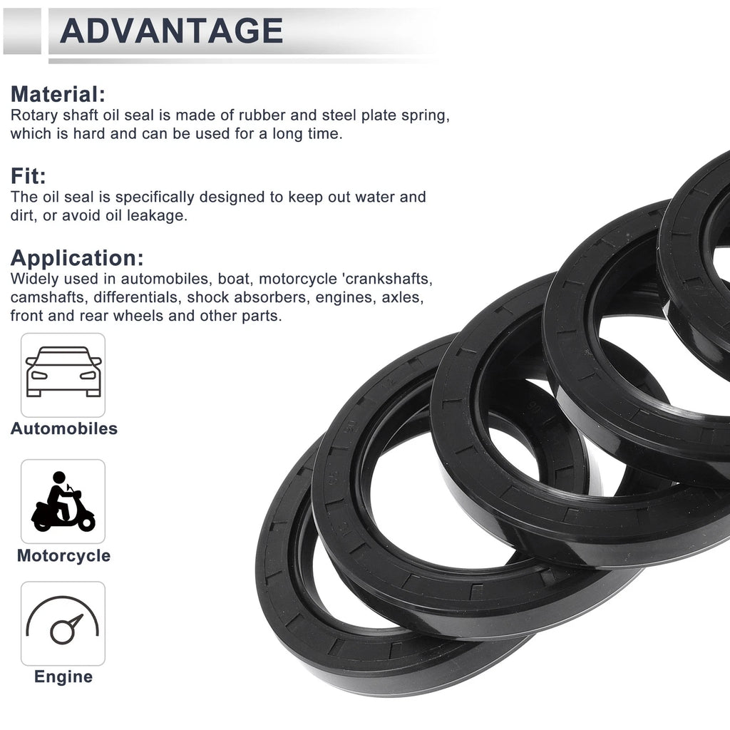 Set of 5 Oil Seal Rotary Shaft Seal Nitrile Rubber 65x90x12mm