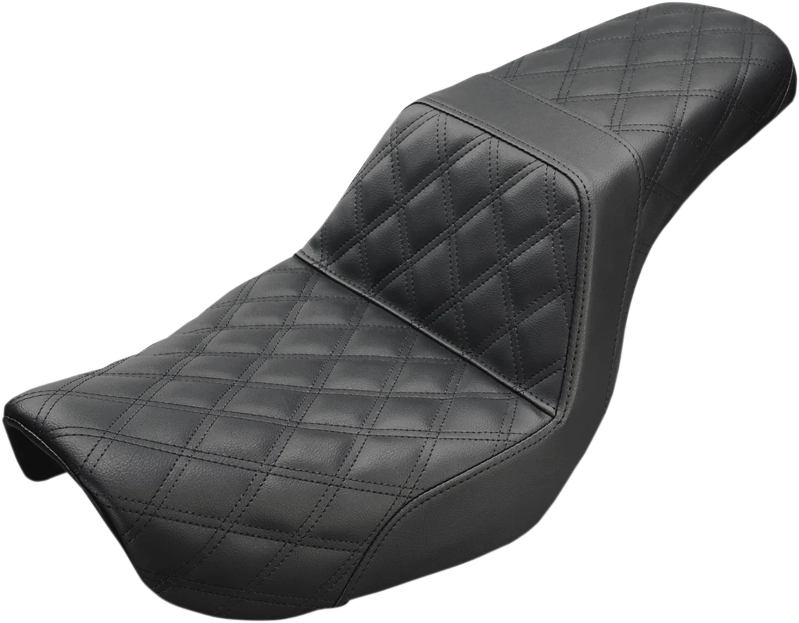 SADDLEMEN Step-Up Seat for Dyna (804-04-175) Black Full Lattice Stitch