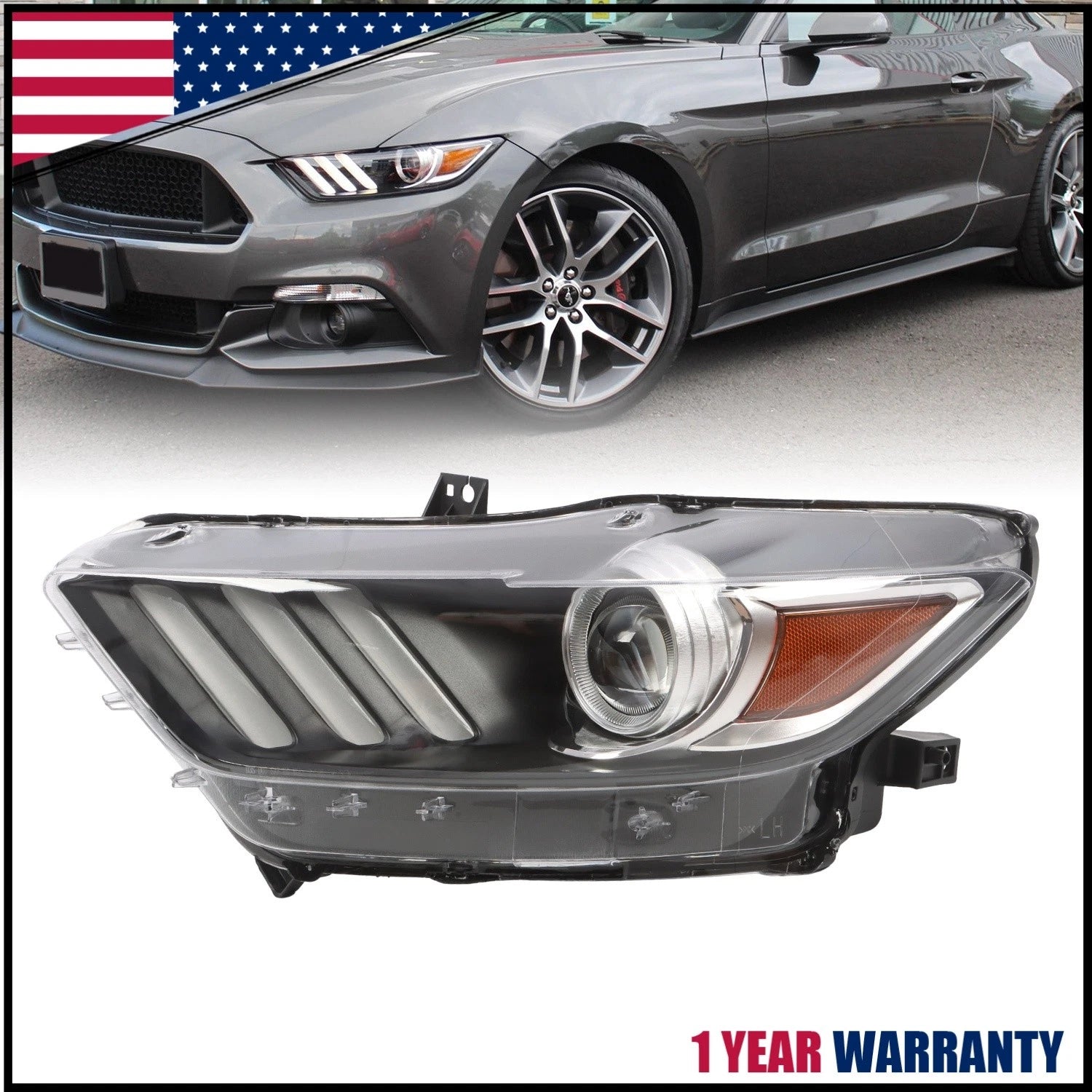 Projector HID Xenon LED DRL Headlight for Ford Mustang (2015–2017)