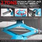 Hydraulic Lift Scissor Jack 12.6-17.3" 4409lbs Capacity w/Ratchet Wrench