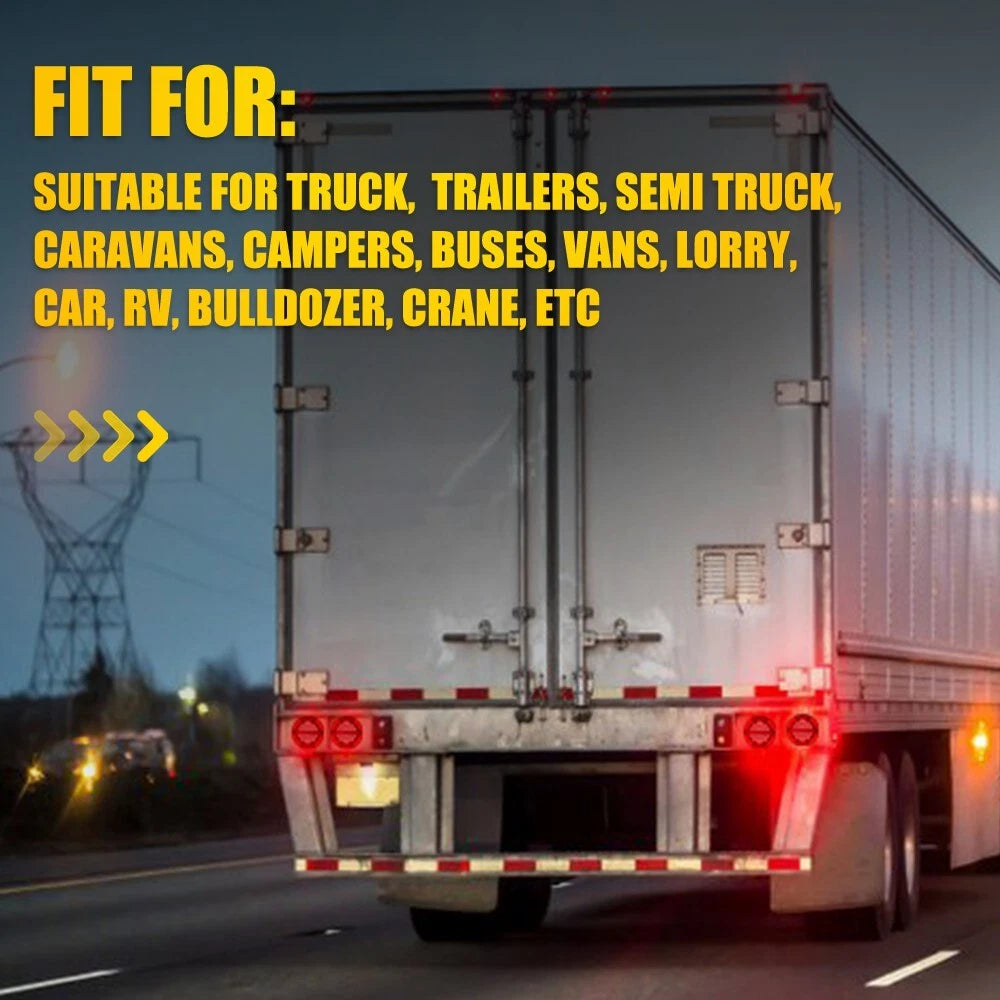 2X 5.5" Round Red/Amber LED Tail Lights for Truck Trailer Bus