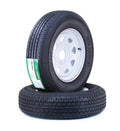 2X Trailer Tire Rims ST205/75R15 8-Ply D 107M 5 Lug X 5" White Spoke