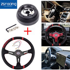 14" Deep Dish Drifting Steering Wheel + Short Hub Adapter Kit for Dodge Jeep (170H)