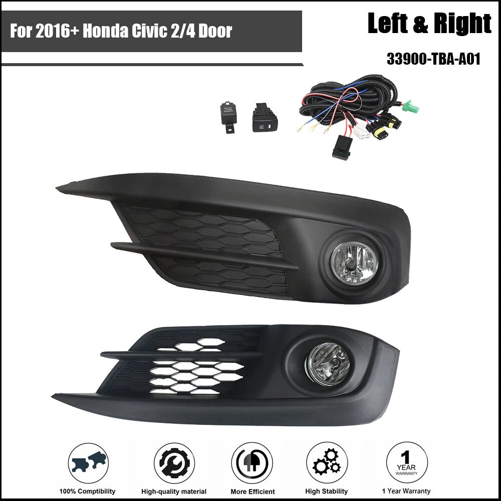 Fog Lights for Honda Civic 2016–2023 2/4 Door with Switch Kit