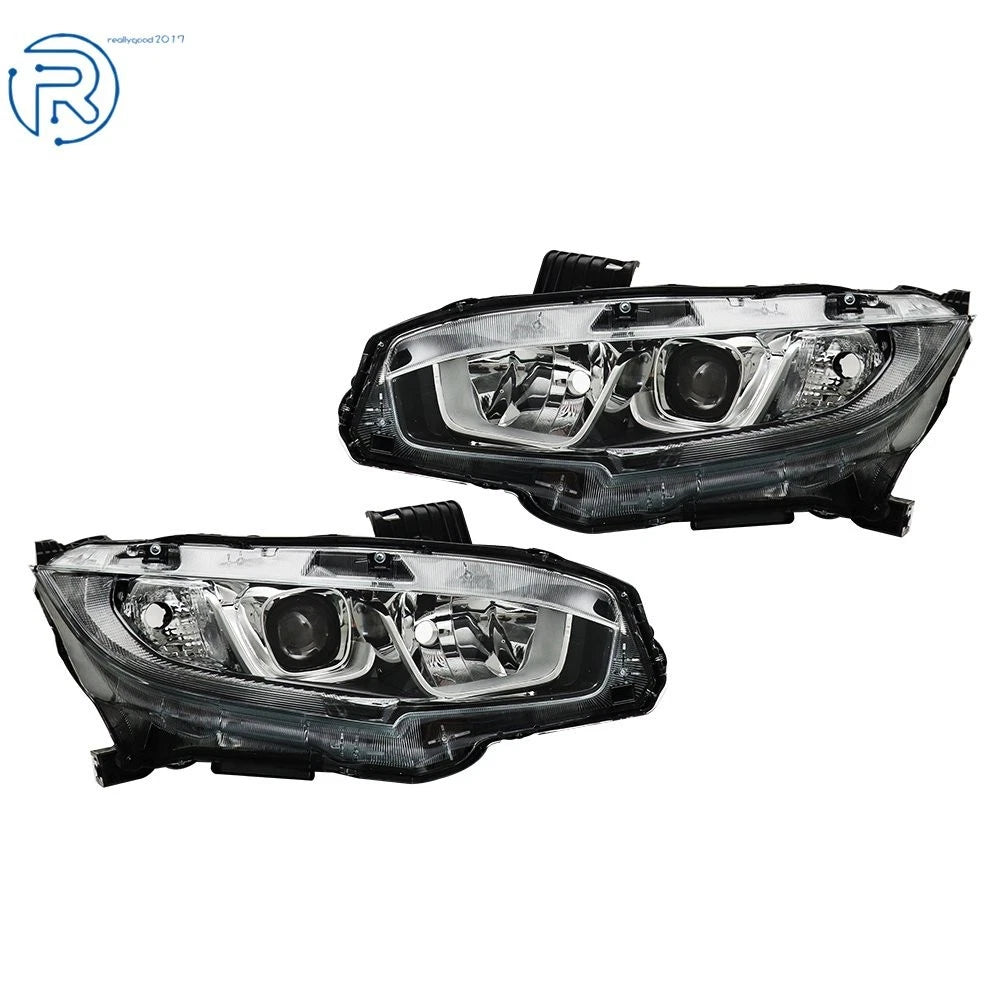 Set of 2 Halogen Projector Headlights for Honda Civic (2016-2020)