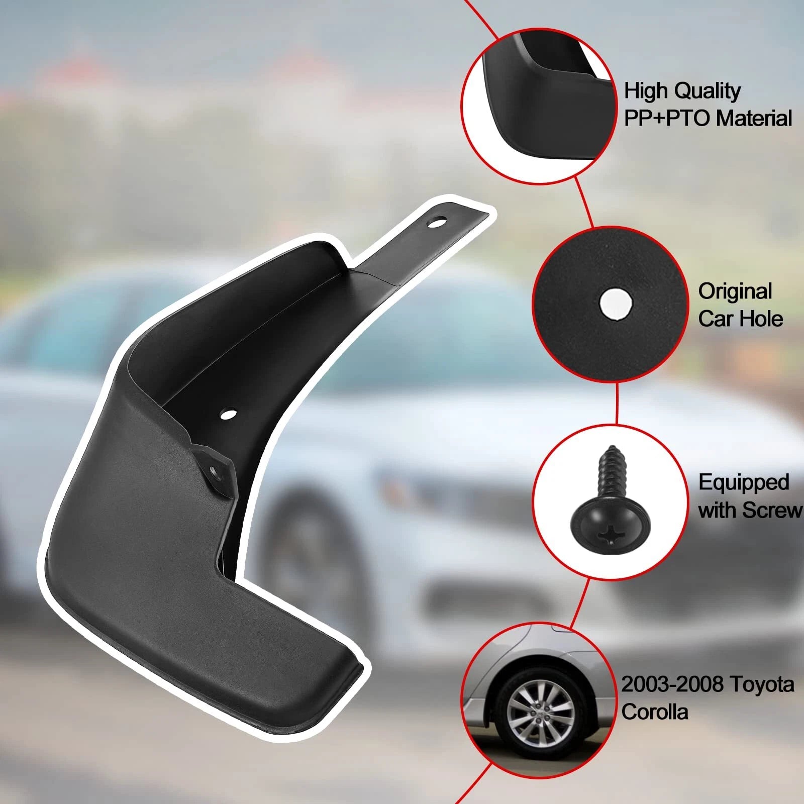 4X Splash Guards Mud Flaps for Toyota Corolla (2003–2008)