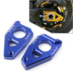 Yamaha YZF FZ8 FZ1 TMAX Blue Motorcycle Axle Spindle Chain Adjuster Blocks