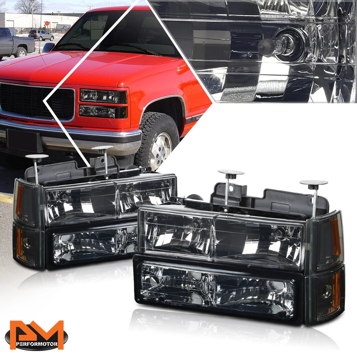 Bumper Headlight Smoked Housing Amber Corner for GMC C/K Suburban (1994–2000)