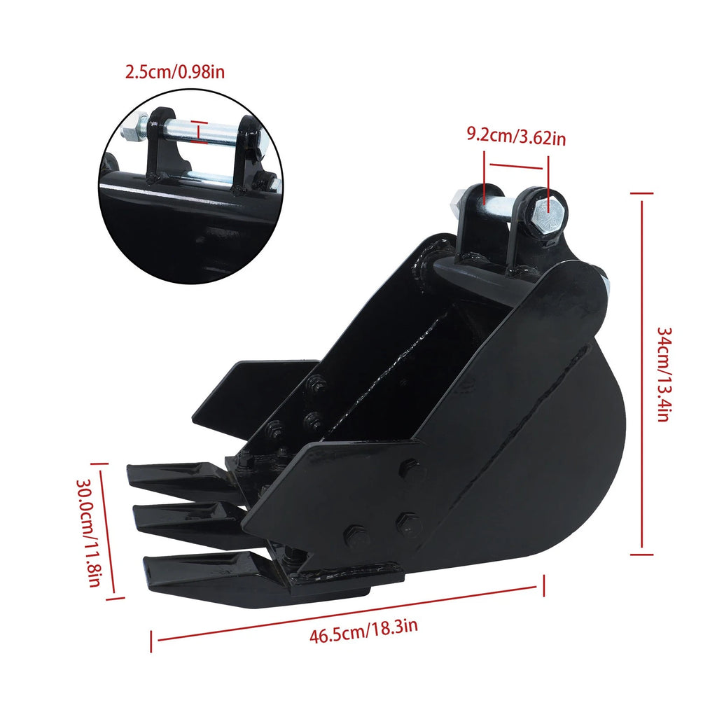 Narrow Bucket for Mini Excavators (1-2 Ton) 12" 300 mm