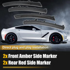4Pcs LED Side Marker Light for Chevy Corvette C7 (2014–2019) Smoke Lens Red Amber