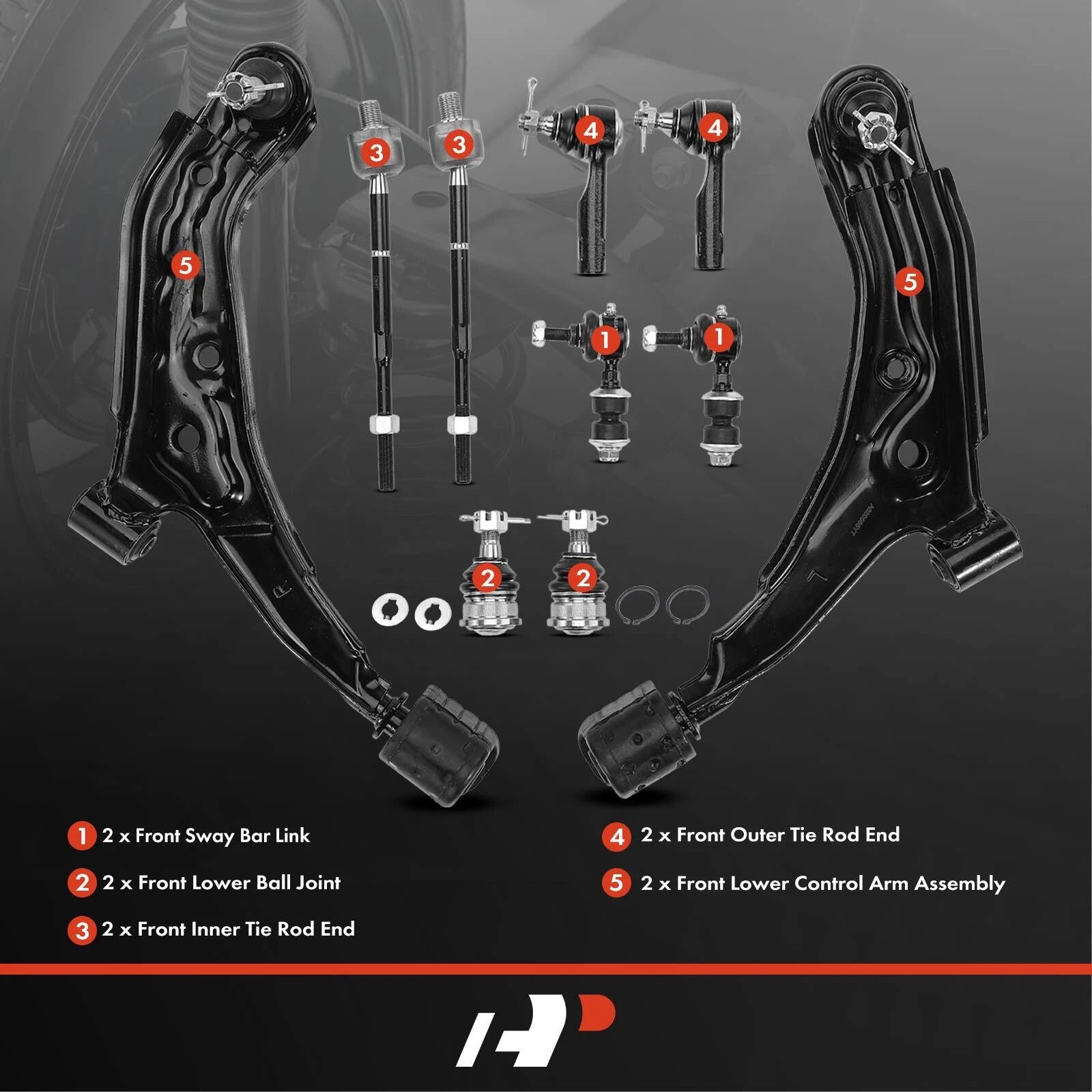10x Front Control Arm Ball Joint Tie Rod for Nissan Sentra (1991–1994)