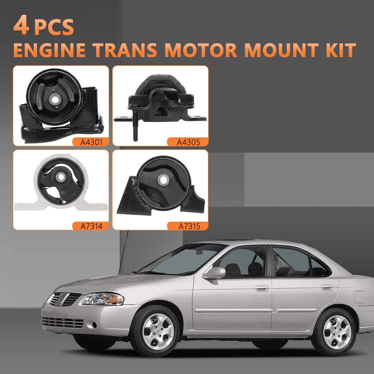 Set of 2 Engine Motor & Trans Mounts for Nissan Sentra (2000–2006)