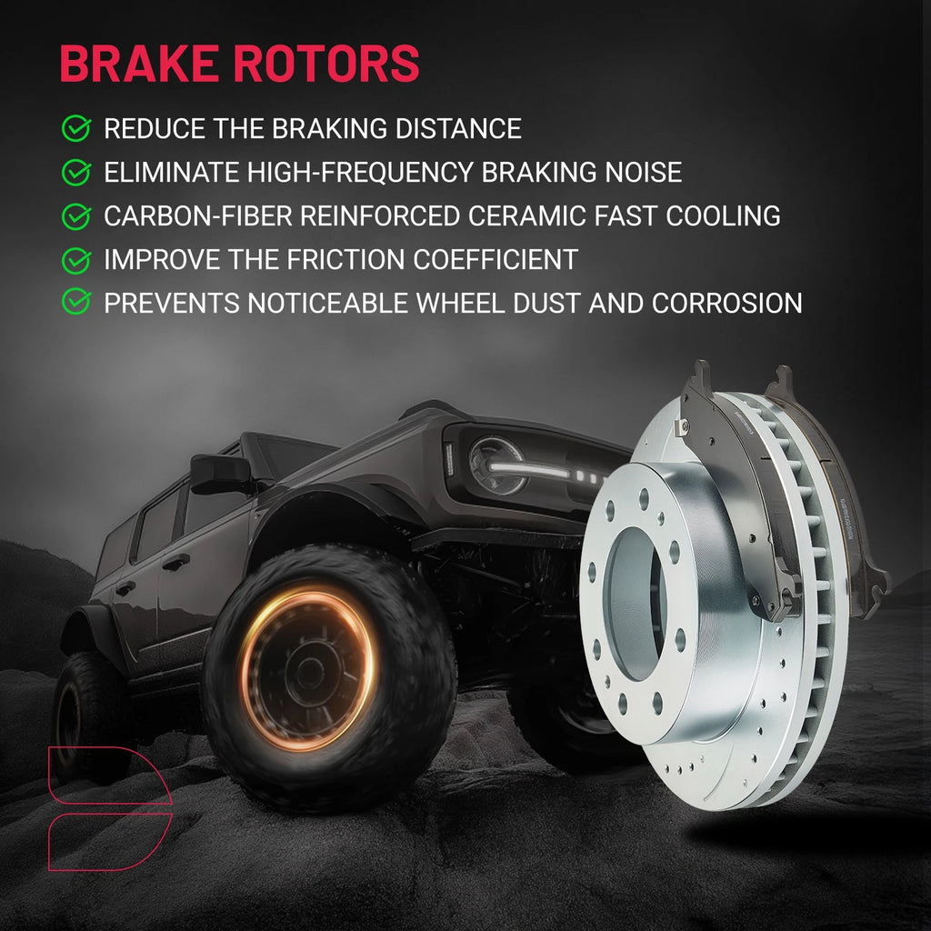 Front Rear Drilled Rotors Brake Pad Kit for Chevy Silverado 3500 (2004–2006)