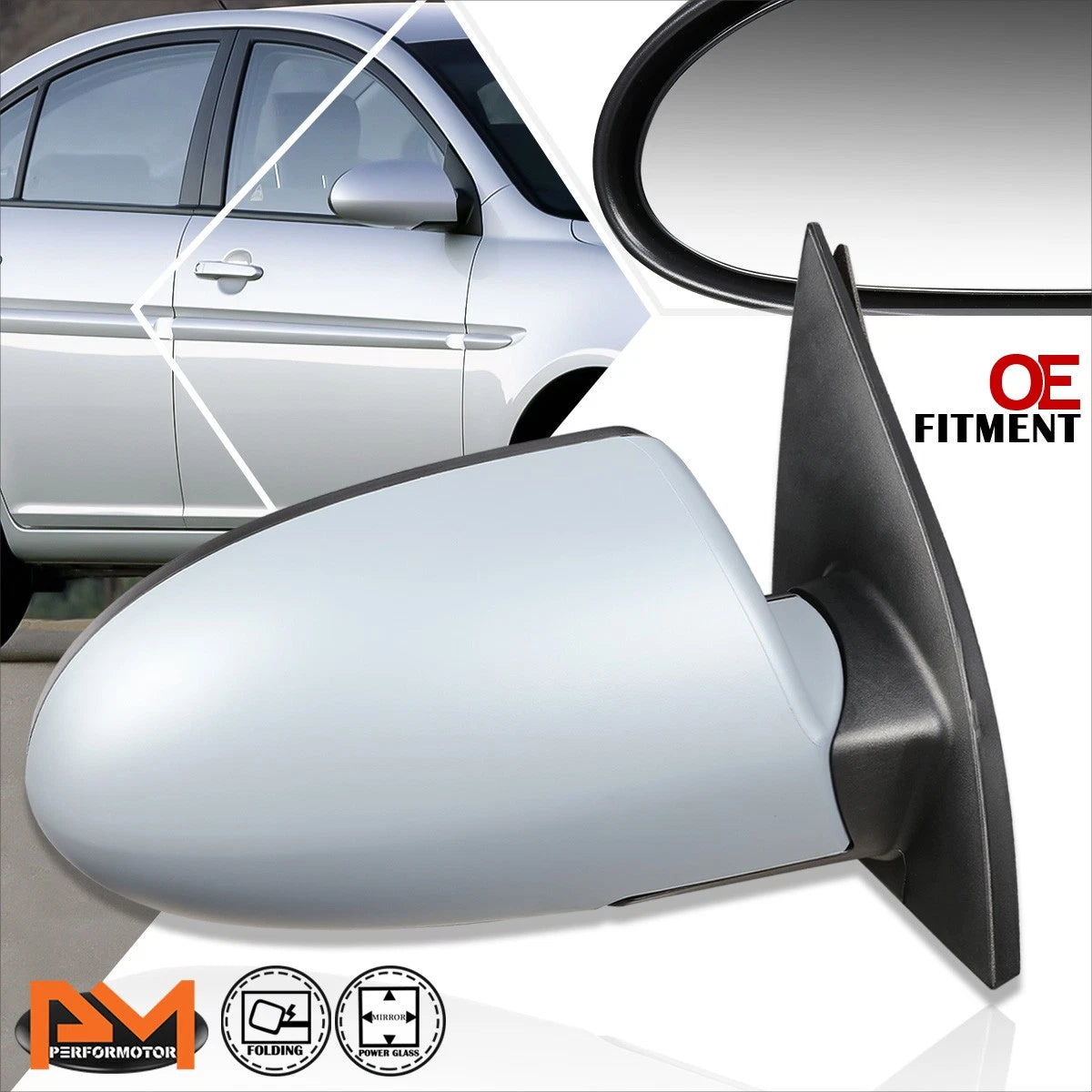 Power Adjust Rear View Door Mirror Right Side for Hyundai Accent (2006–2009)