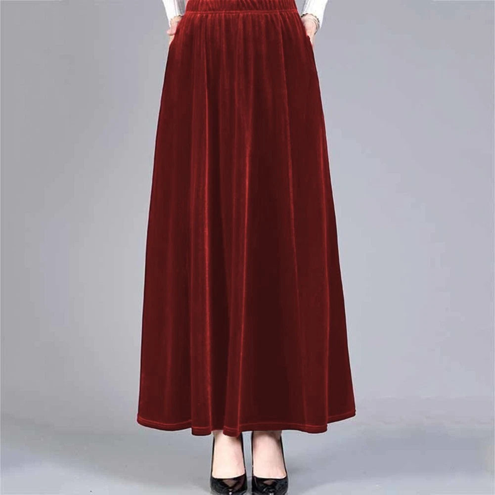 Set of 4 Casual Velvet High Waist A-Line Skirts for Women