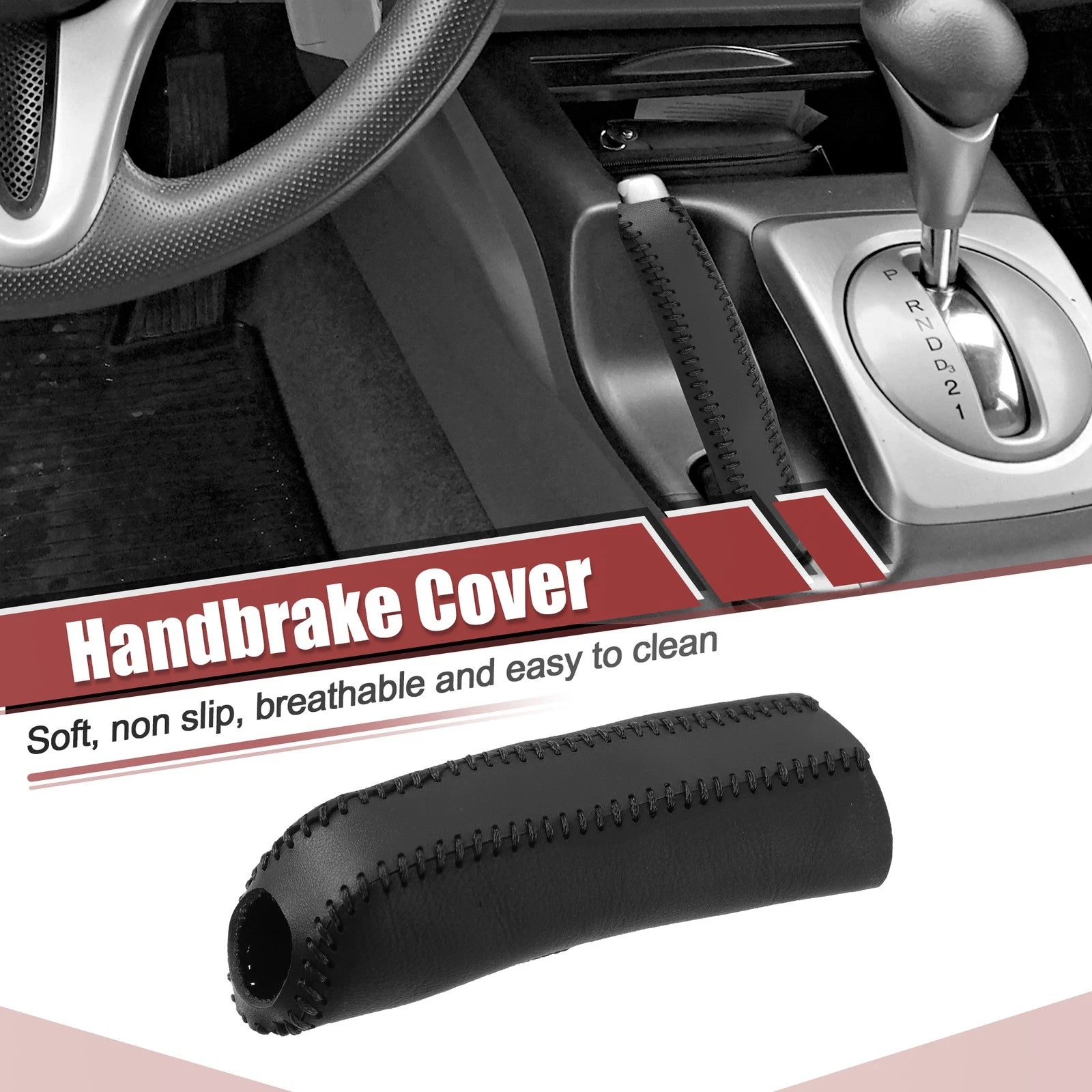 Faux Leather Handbrake Cover Trim for Ford Mustang (2015–2021) Black