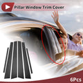 6 Pcs Car Door Pillar Window Trim for Honda Civic (2001–2005) Black Carbon Fiber