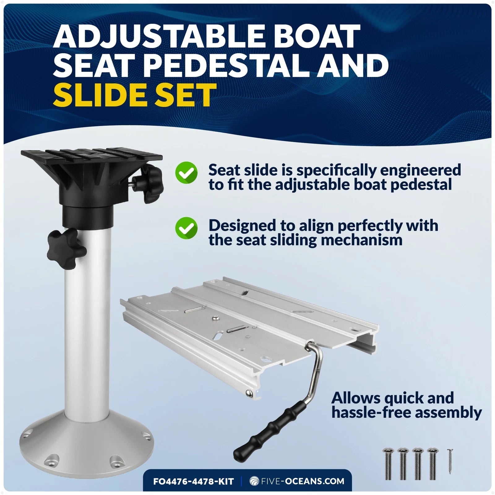 Adjustable Boat Seat Pedestal and Slide Set for (19" to 25")