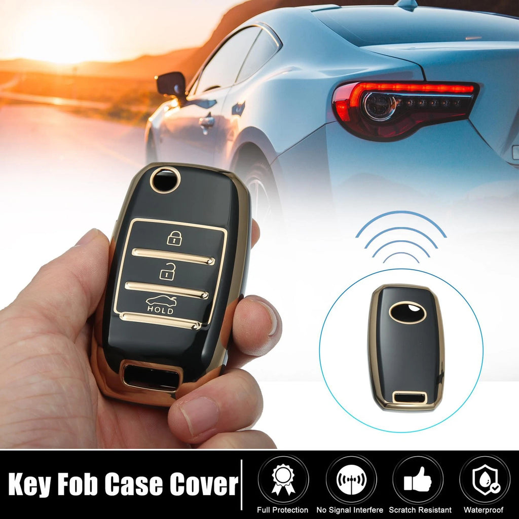 Silicone Key Fob Case Cover for KIA Sorento Carens (2013–2014) Black