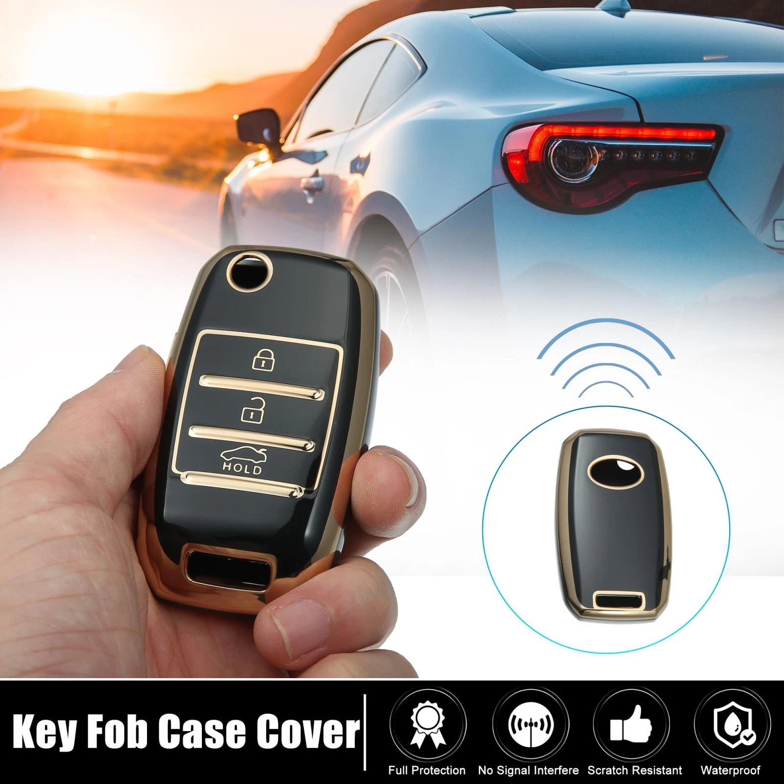 Silicone Key Fob Case Cover for KIA Sorento Carens (2013–2014) Black