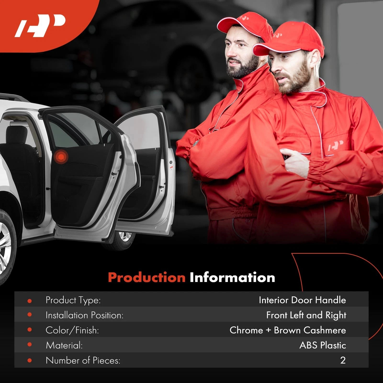 2X Front Chrome Interior Door Handle with LED Hole for Chevy Malibu