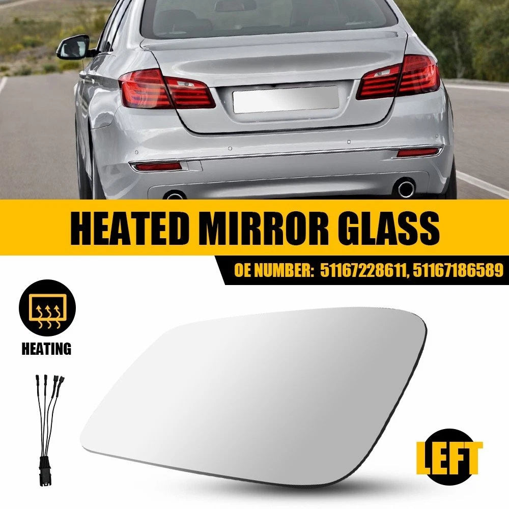 LH Heated Mirror Glass for BMW 528i 535d 550i 640i (2010–2016) 51167228611