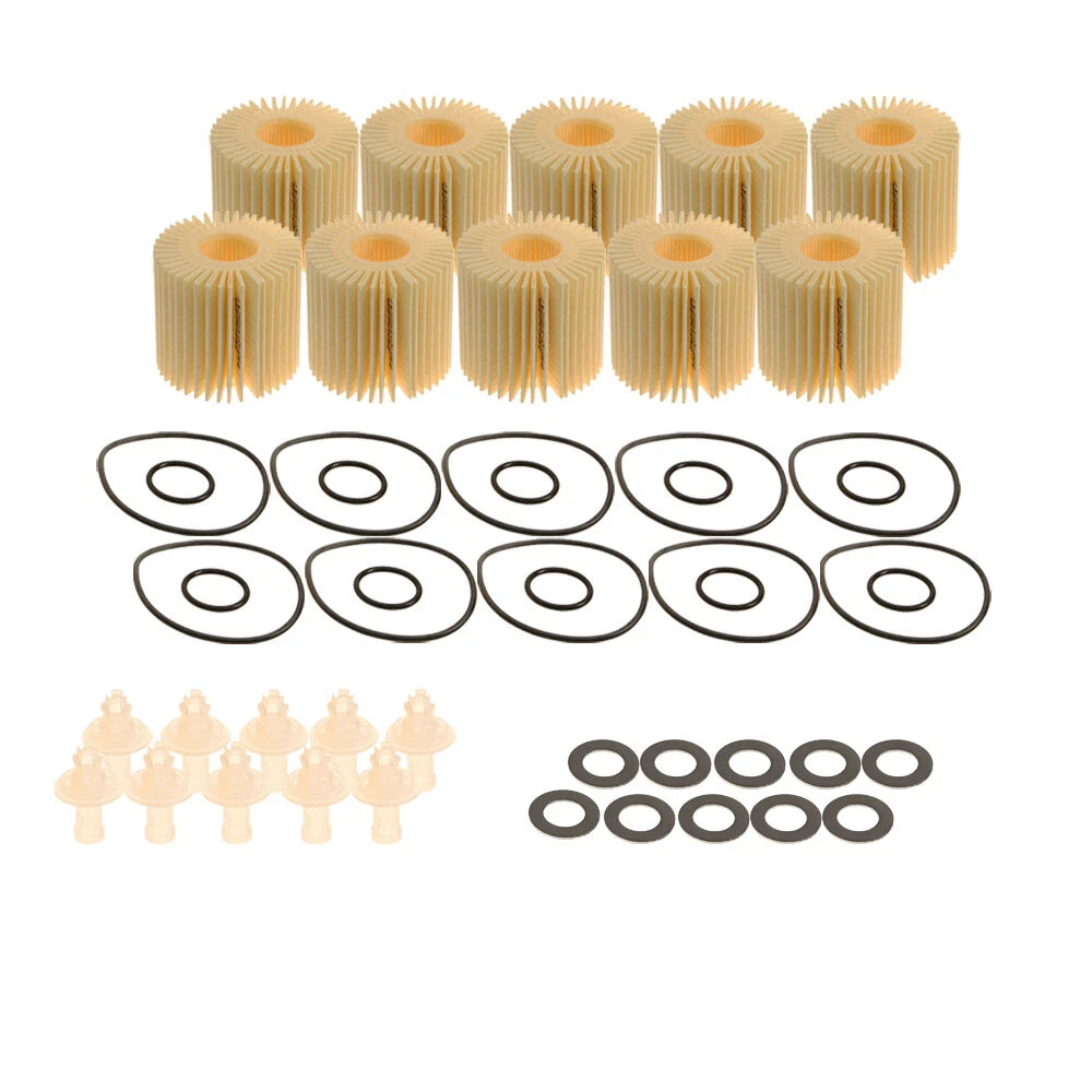 Set of 10 Engine Oil Filters and Gaskets for Toyota Scion Lexus