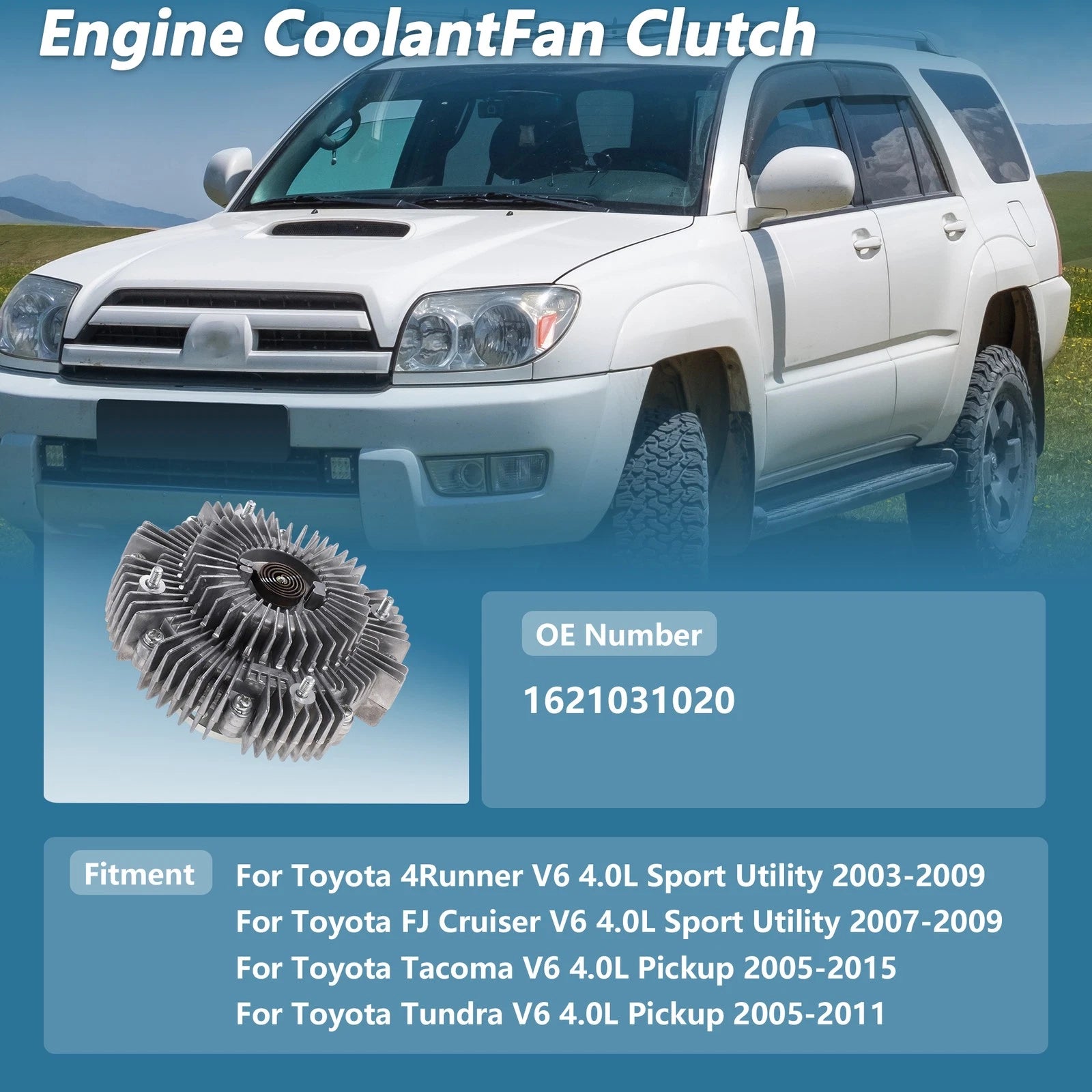 Engine Cooling Fan Clutch for Toyota 4Runner V6 4.0L (2003–2009) No. 1621031020